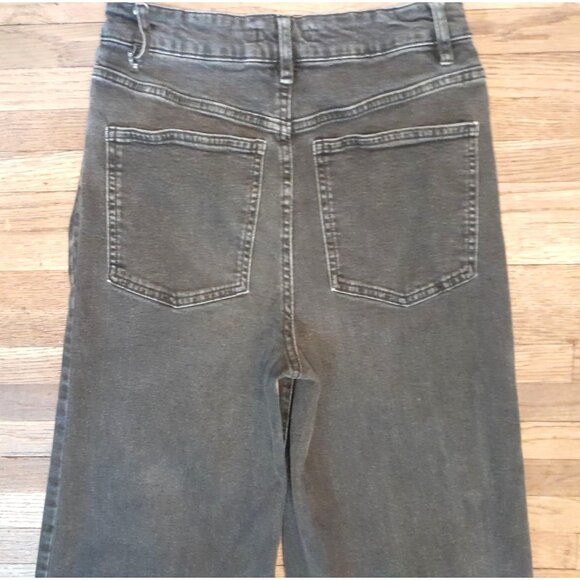 Womens High Rise Flare 70s Retro Bell Bottom Button Fly Size 7 Hippie Jeans Blk - Picture 4 of 8